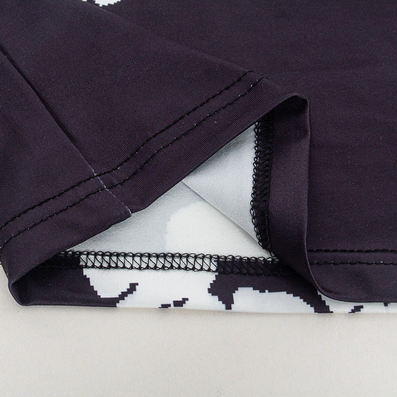 Women Round Neck Long Sleeve Flower Print Dress 16