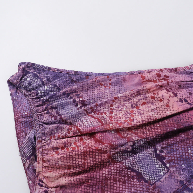 Women's Sexy One Shoulder Crop Two Piece Skirt Set 15