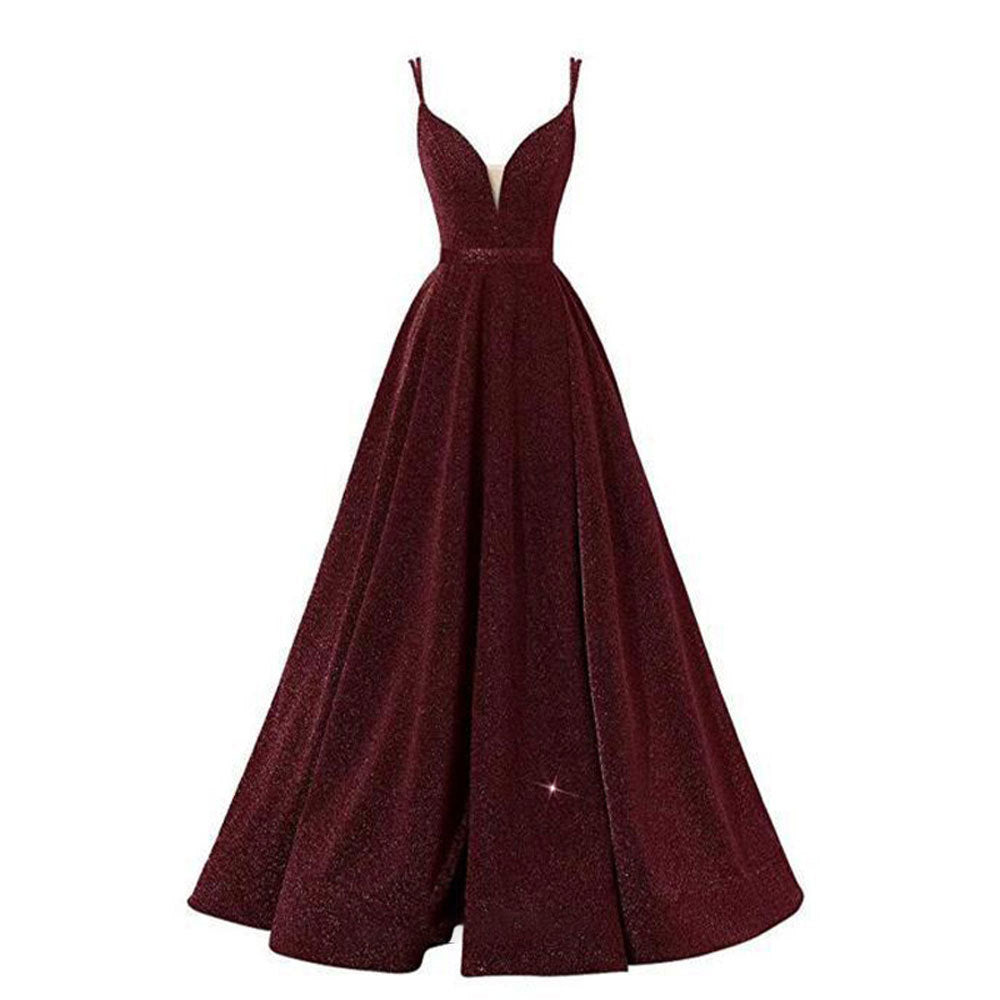 Women Formal Party V-Neck Sequined Strapless Party Bridesmaid Formal Party Evening Dress（Processing time need 3-6 days） 6