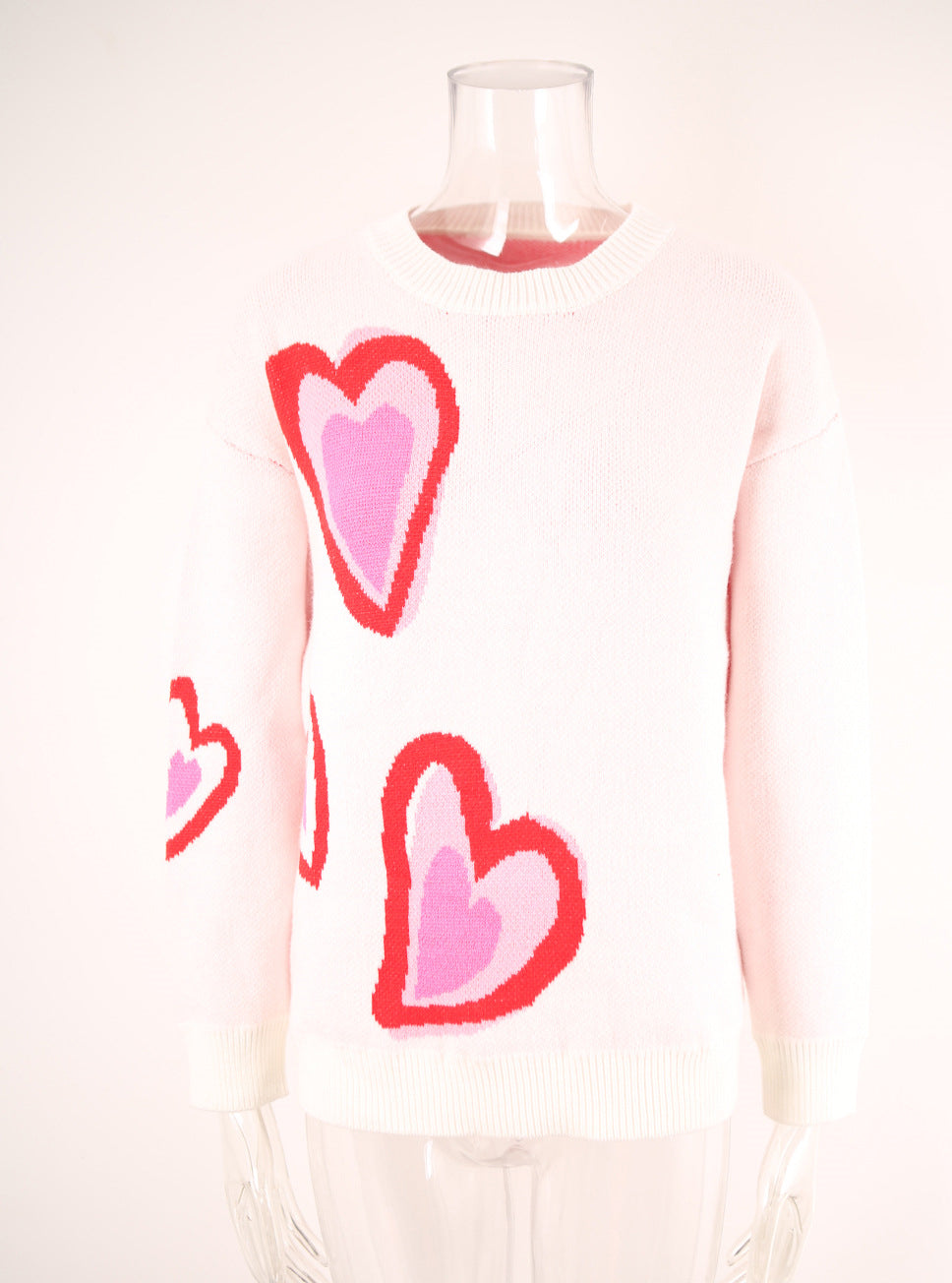Plus Size Winter Women Valentine's Day Heart Print Sweater 6