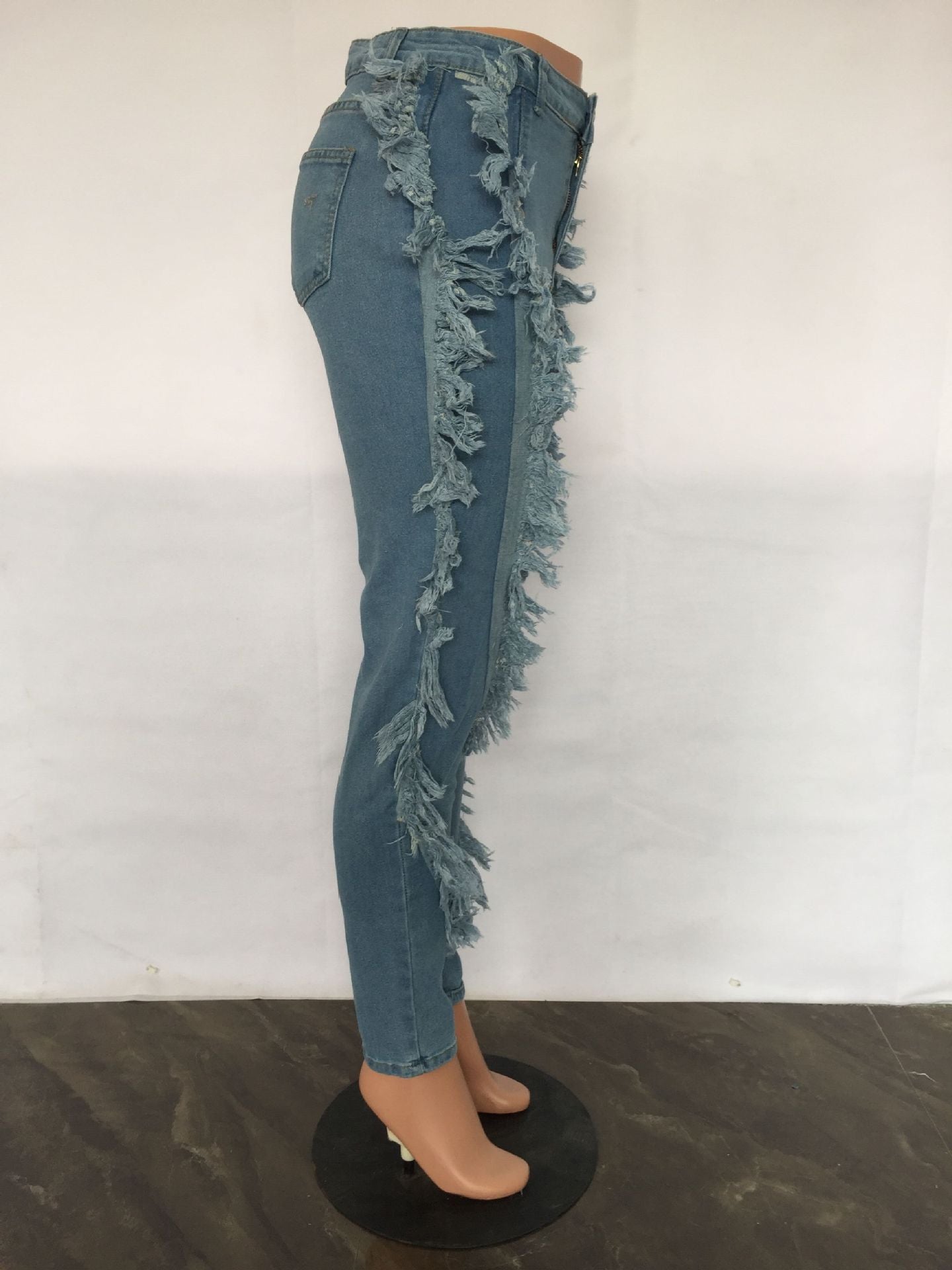 Women's Ripped Fashion Frayed Sexy Slim Fit Skinny Denim Pants 8