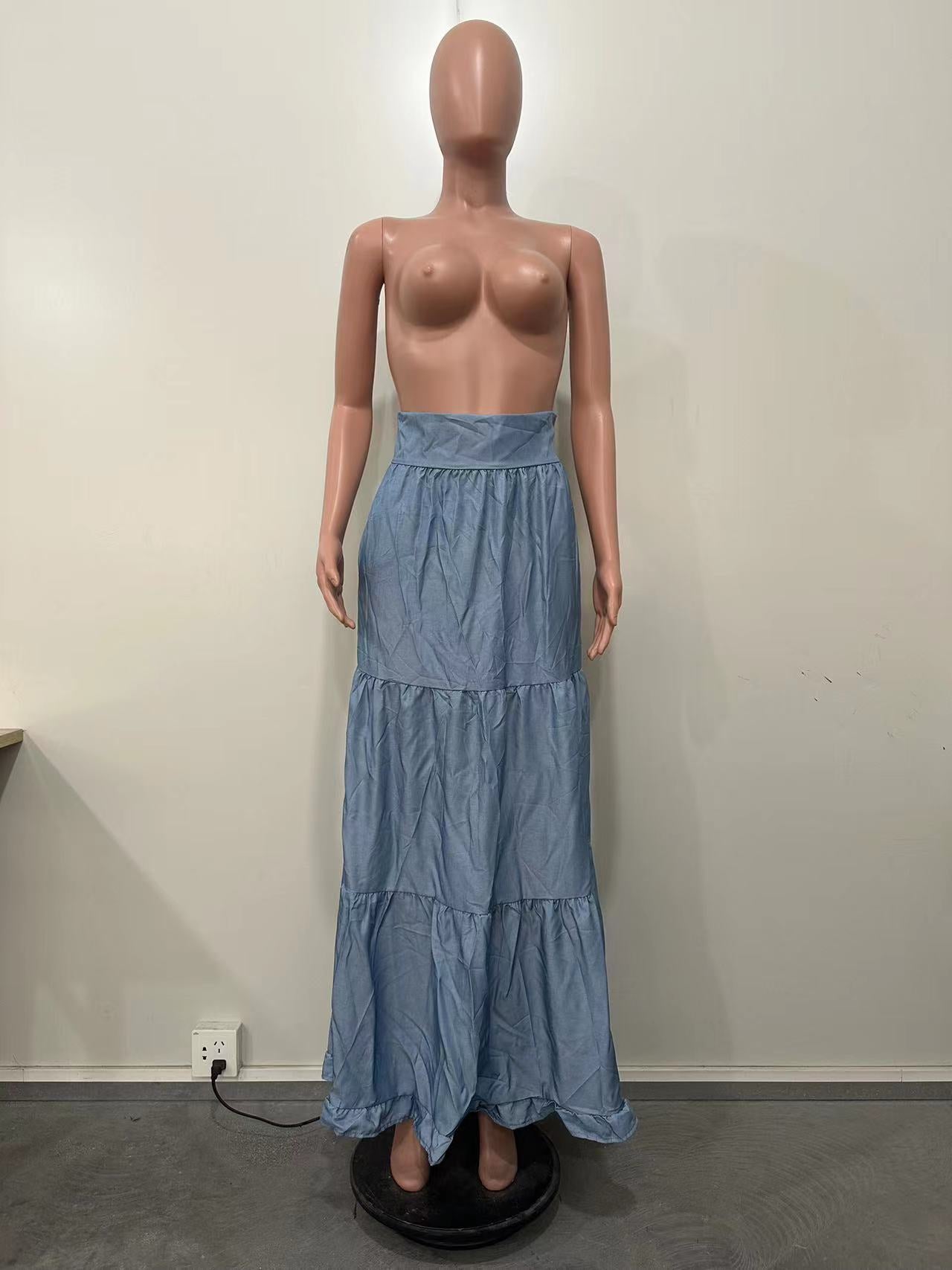 Spring Women's Mid-Rise Loose Long Skirt 9