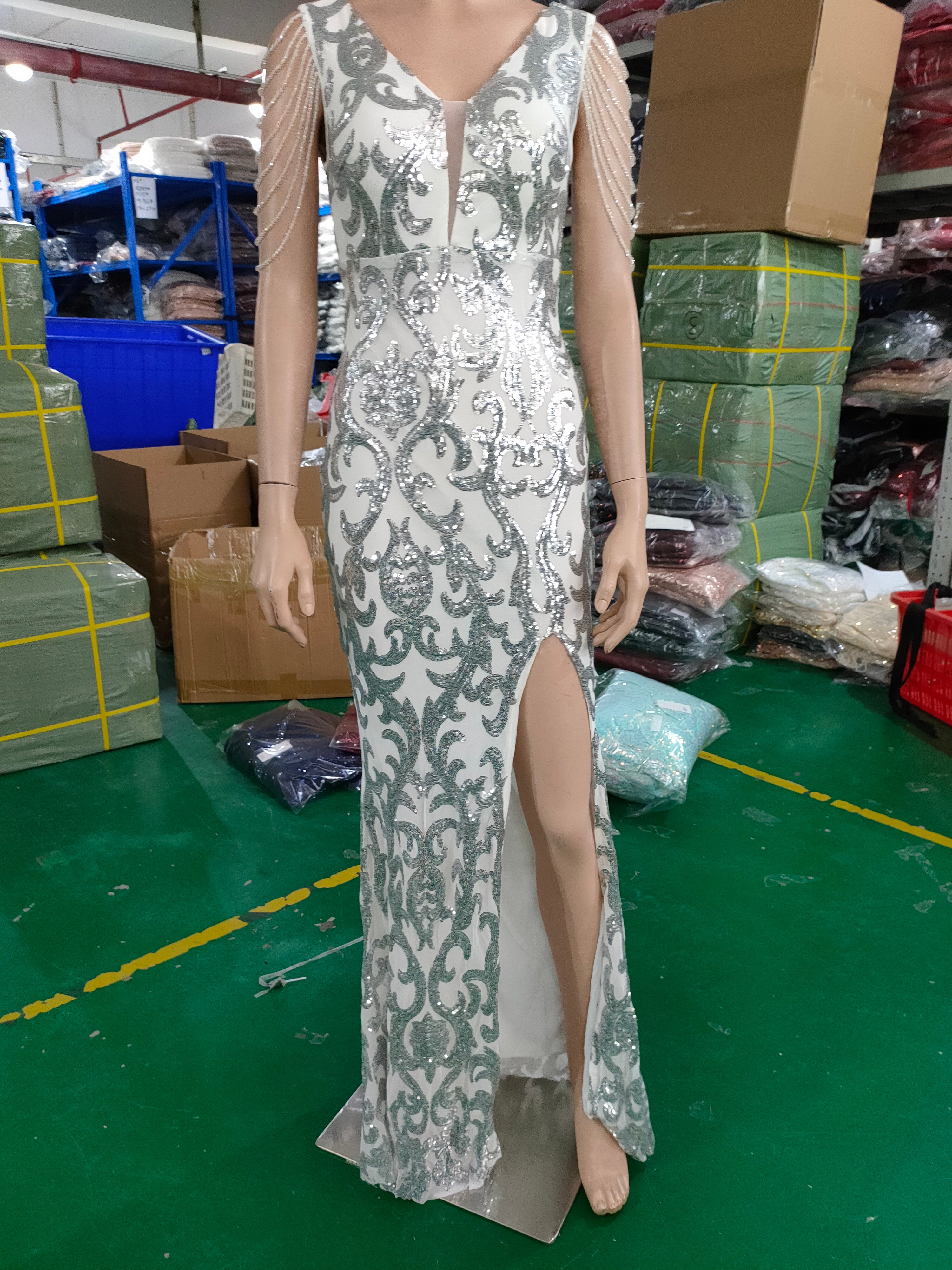 Women Sequined Sequin Long Evening Dress 17