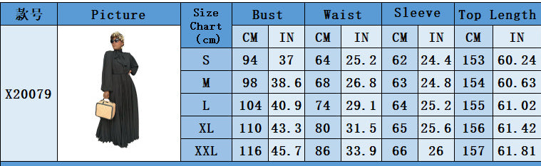 Women Long Sleeve Pleated Black Dress 6