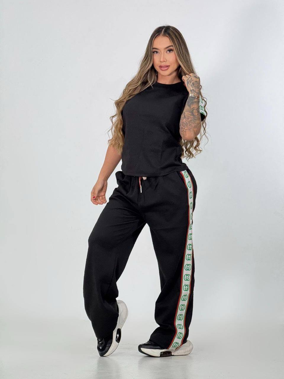 Women’s Summer Casual Round Neck Top & Wide-Leg Pants Set 4