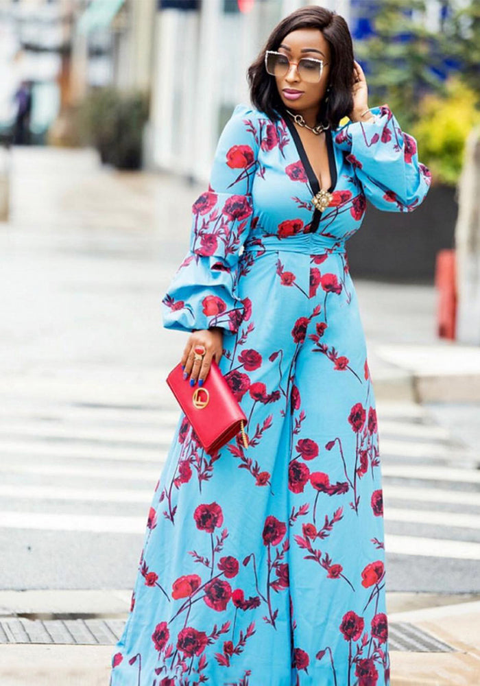 African Women long sleeve Print Jumpsuits