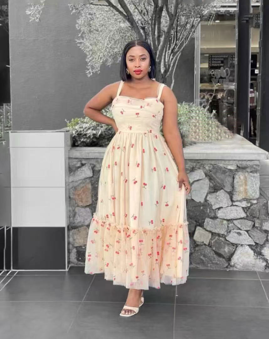 Women French Sexy Backless Suspender Mesh Dress 3