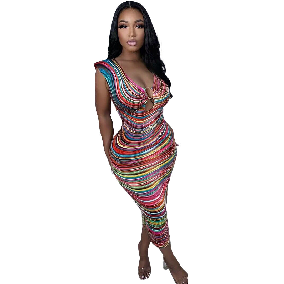 Summer Women's Digital Printing Sleeveless Sexy Dress 6