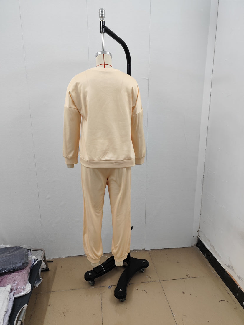 Women autumn and winter leopard print Patchwork Top and Pant two-piece set 13