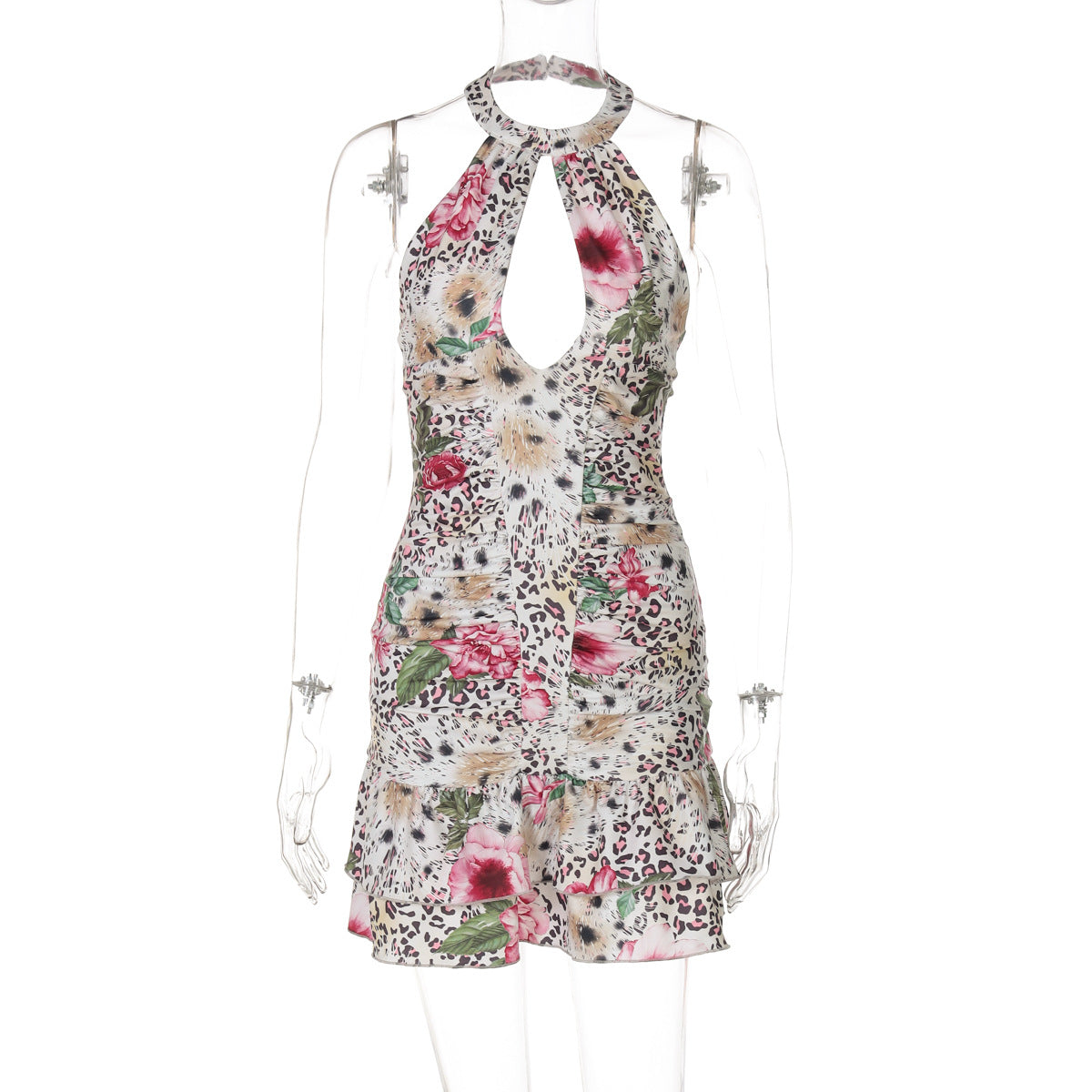 Summer Halter Neck Low Back Printed Dress Fashion WomenŸ??s Gown 5