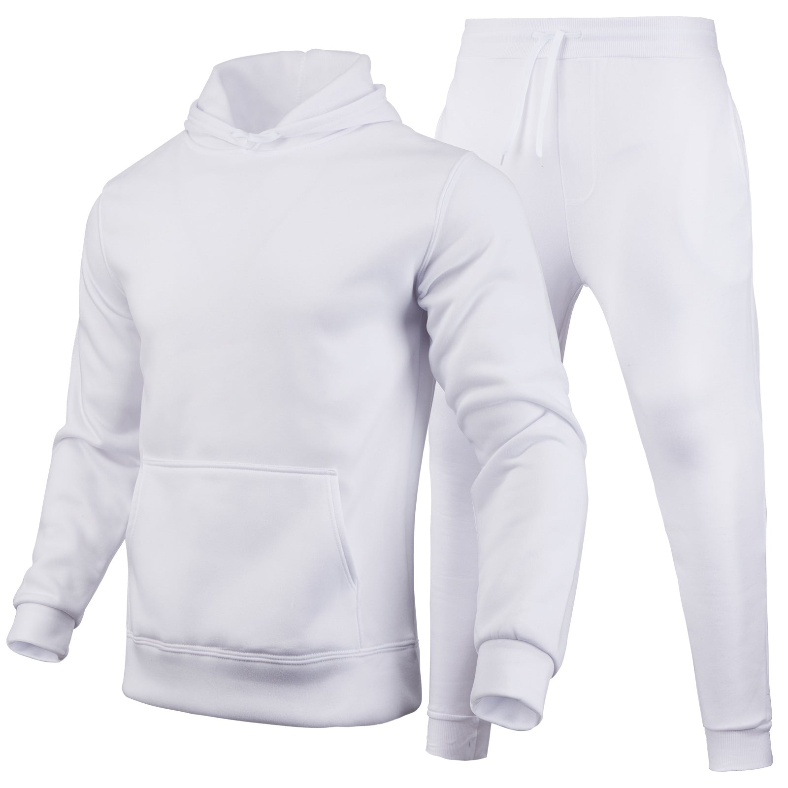 Men Casual Solid two-piece fleece loose Hoodies and sweatpants two-piece set 17