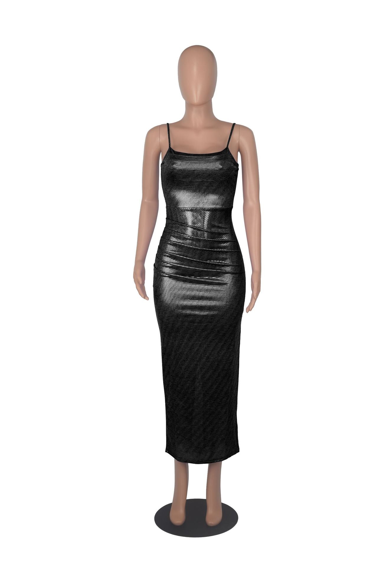 Women Sexy Pleated Straps Bodycon Dress 24