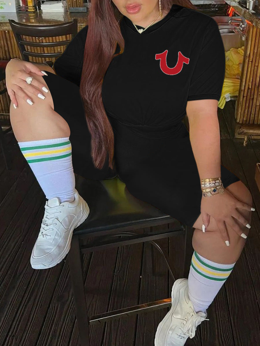 Women Letter Print Top and Shorts Two-piece Set 3