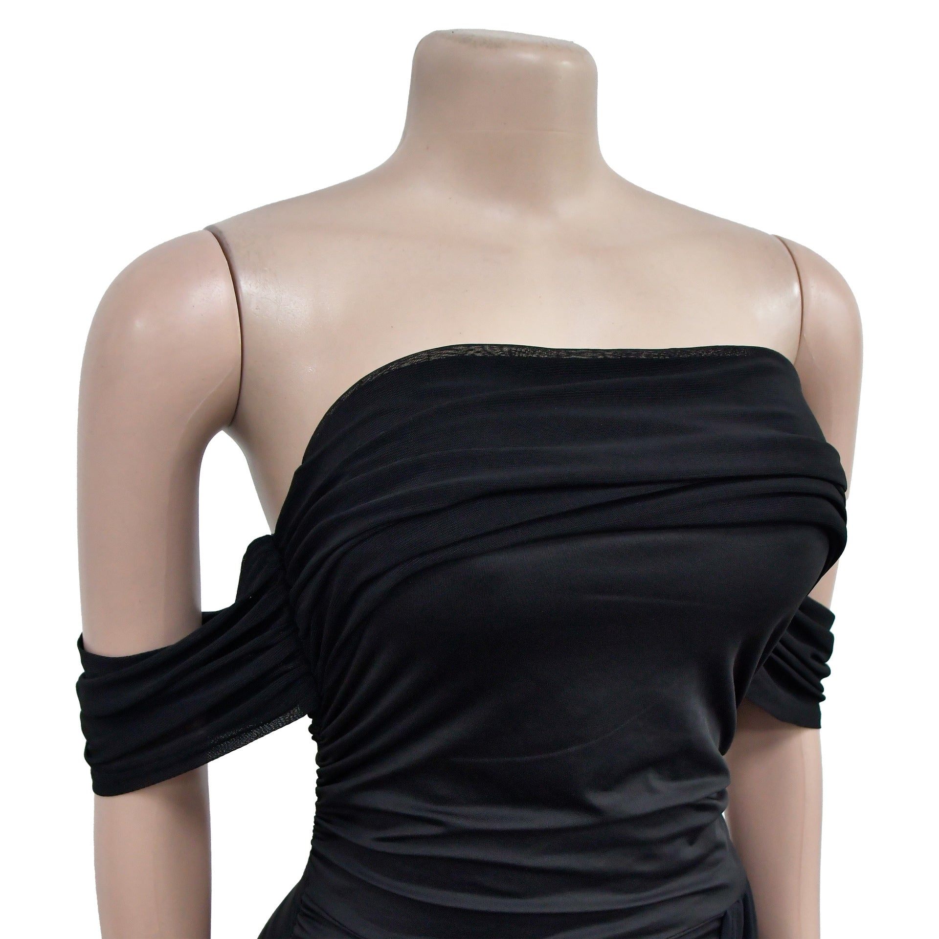 Fashion Women's Solid Color Sexy Mesh Low Back Dress 13