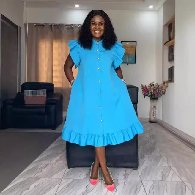 Women sleeveles Ruffles lace flying sleeve dress 5