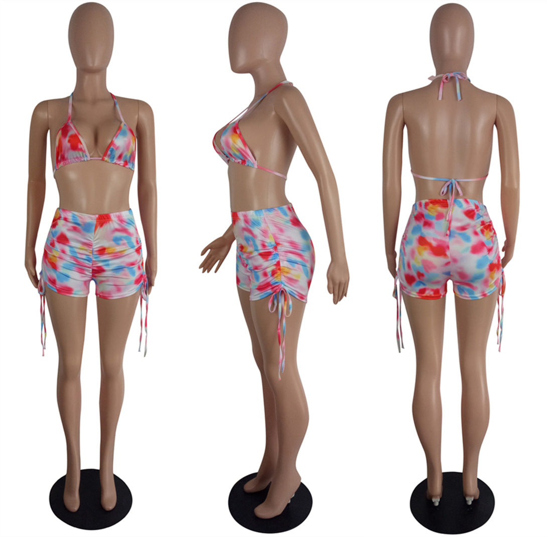 Spring And Summer Women's Sexy Multi-Color Printed Two-Piece Shorts Set 15
