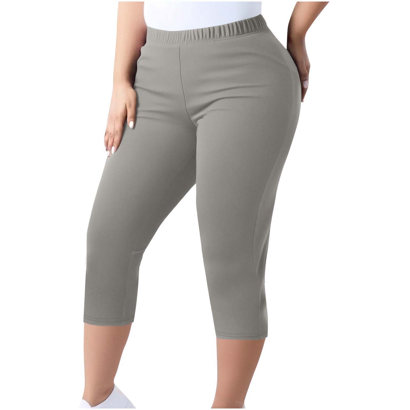 Women's Trousers Capri Pants Plus Size Elastic Waist Tight Pants 19