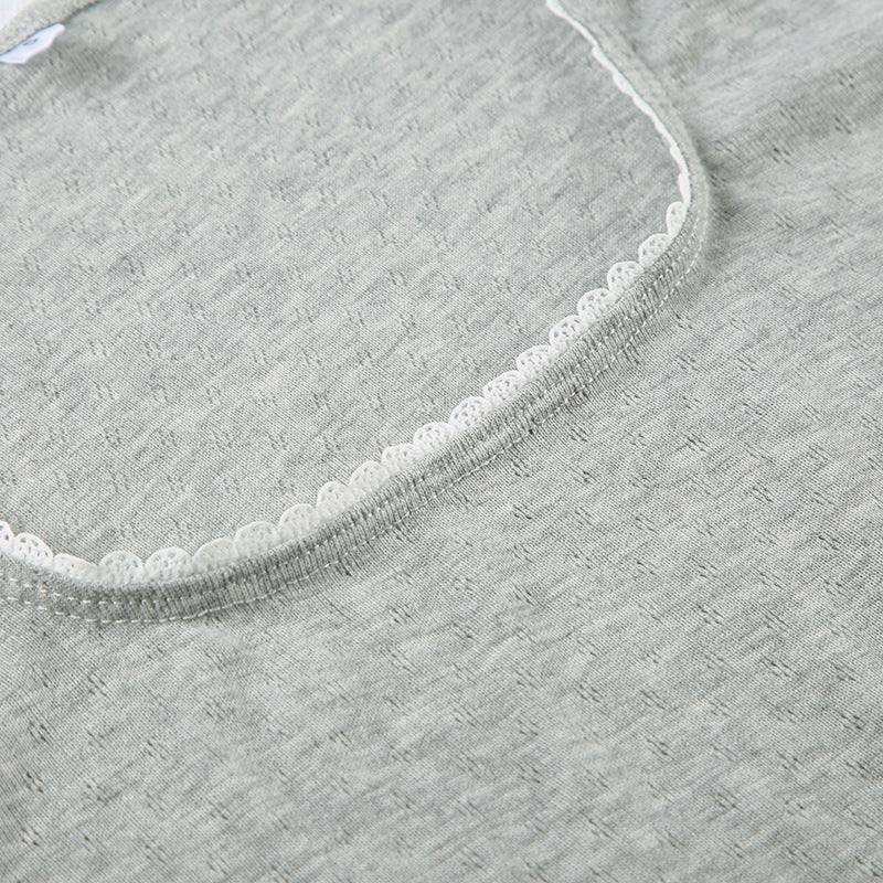 Casual Solid Color Short Sleeve T-Shirt Shorts Women Home Set 11