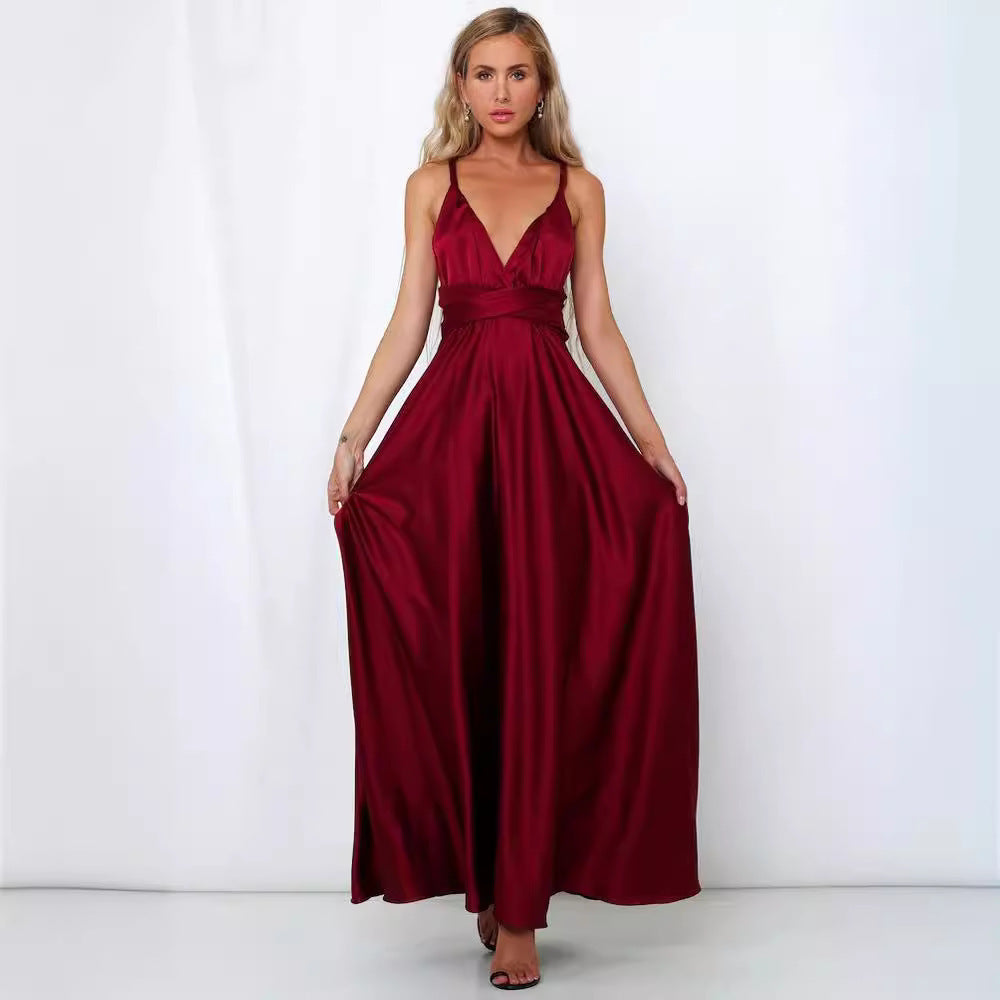 Women V Neck Solid Formal Party Evening Dress 8
