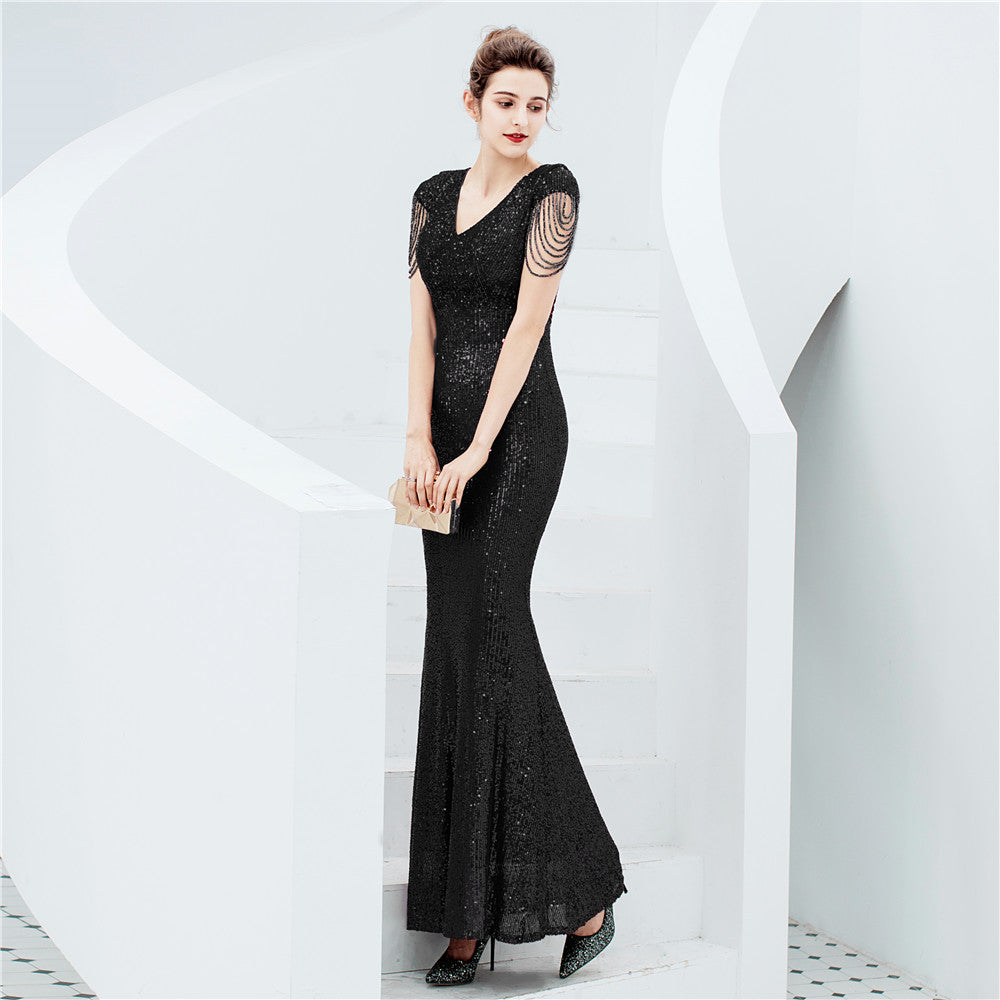 Plus Size Women Sequined Formal Party Maxi Evening Dress 11