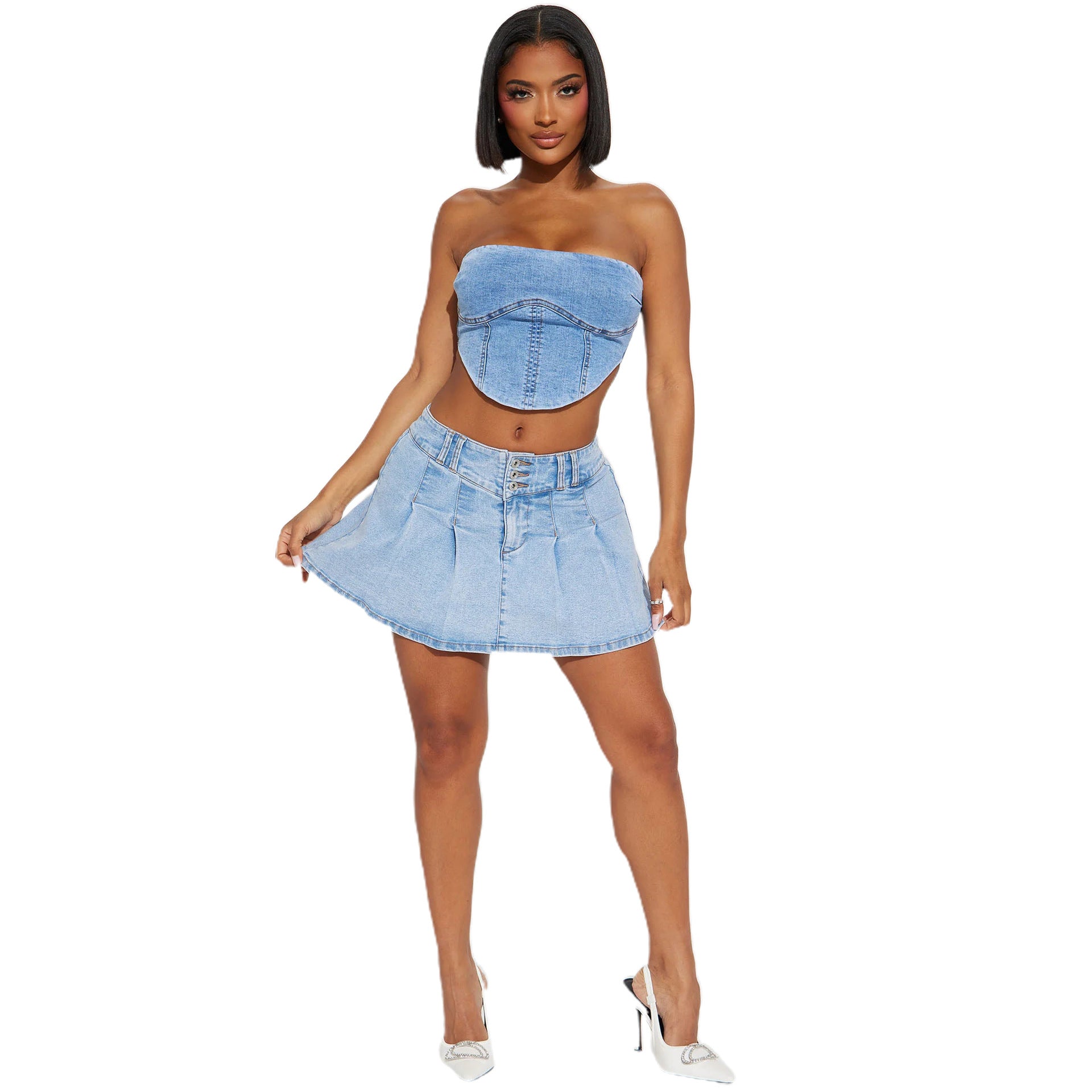 Sexy Club Denim Pleated Skirt