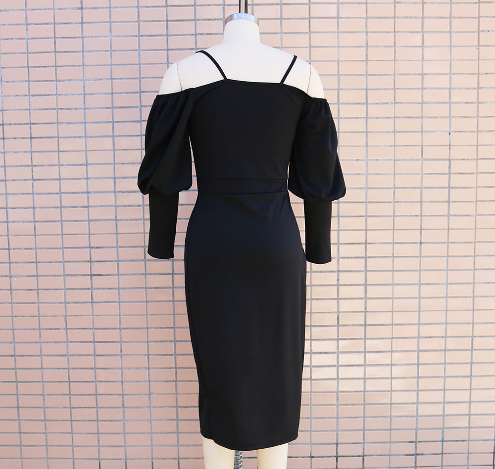 Women suspender balloon sleeves Irregular Maxi dress 18