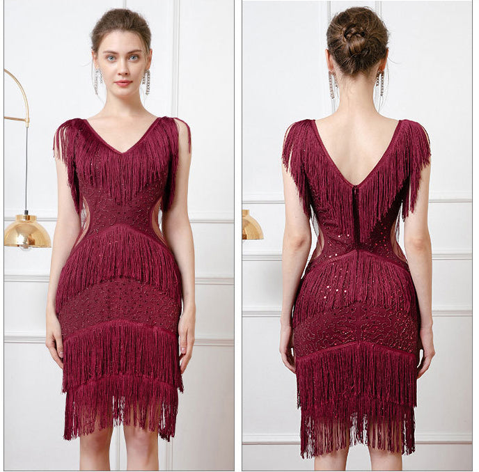 Tassel Sequin Sexy Cocktail Party Dress 4