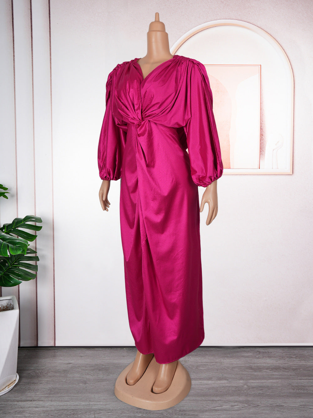 Plus Size Women V Neck Raglan Sleeve Dress 17