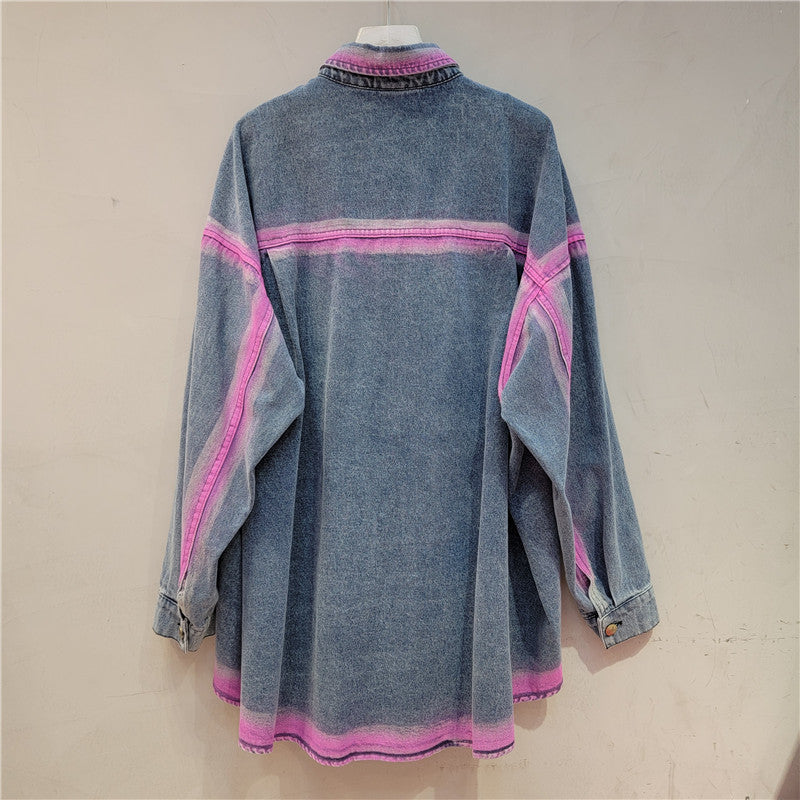 Spring Fashion Print Loose Denim Shirt