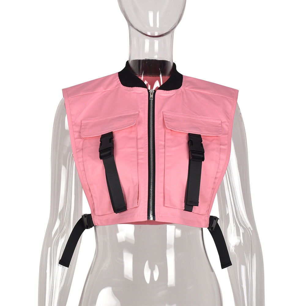 Women trendy pocket sleeveless vest Top 13