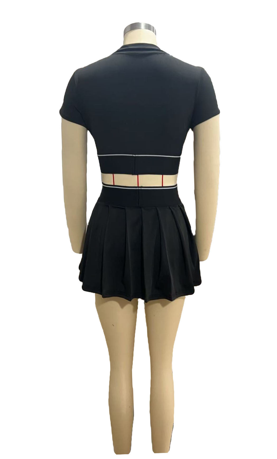 Women Casual Crop Polo T-shirt And Skirt Two-piece Set 9