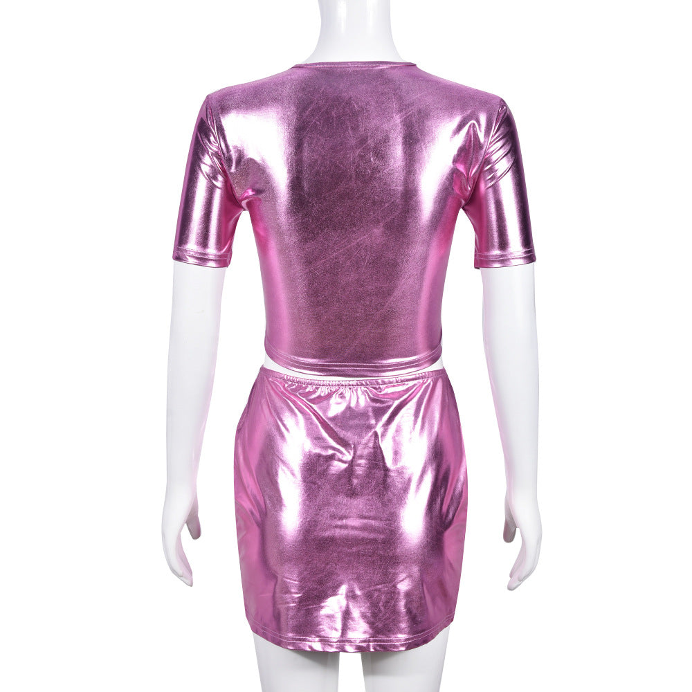 Women summer sexy Crop Top and Mini Skirt two-piece set 7