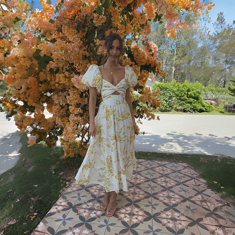 Women Printed Puff Sleeve Dress 45