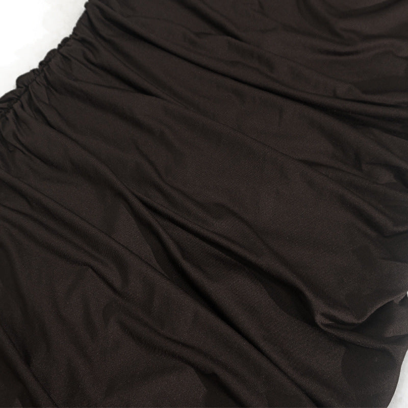 Women Strapless Sleeveless Pleated Bodycon Slit Maxi Dress 16