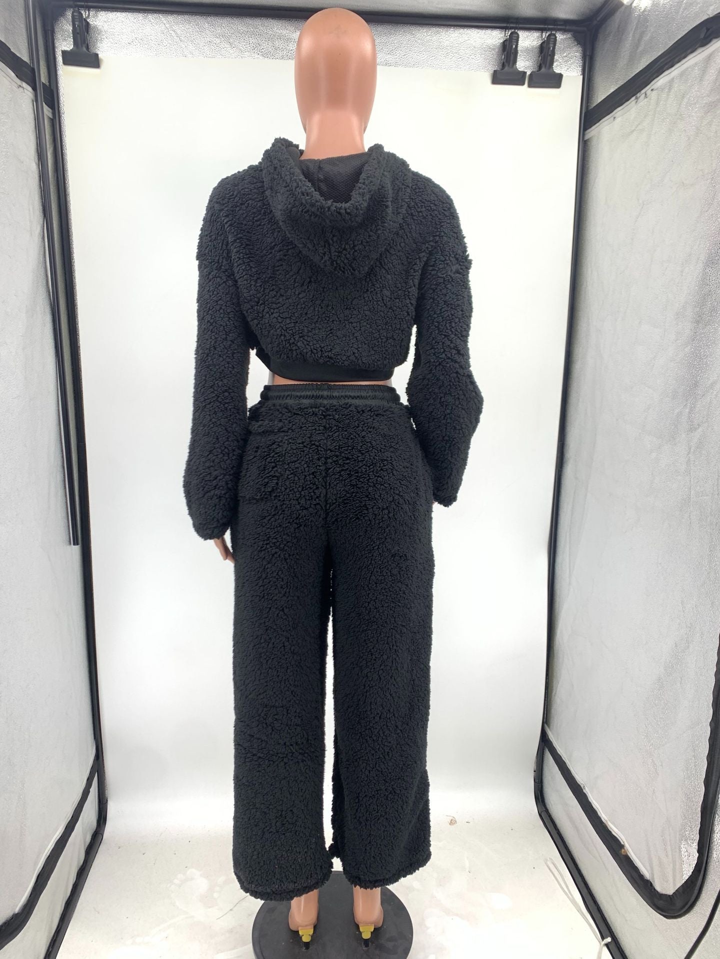 Women solid casual bubble velvet top and pant two piece set 10