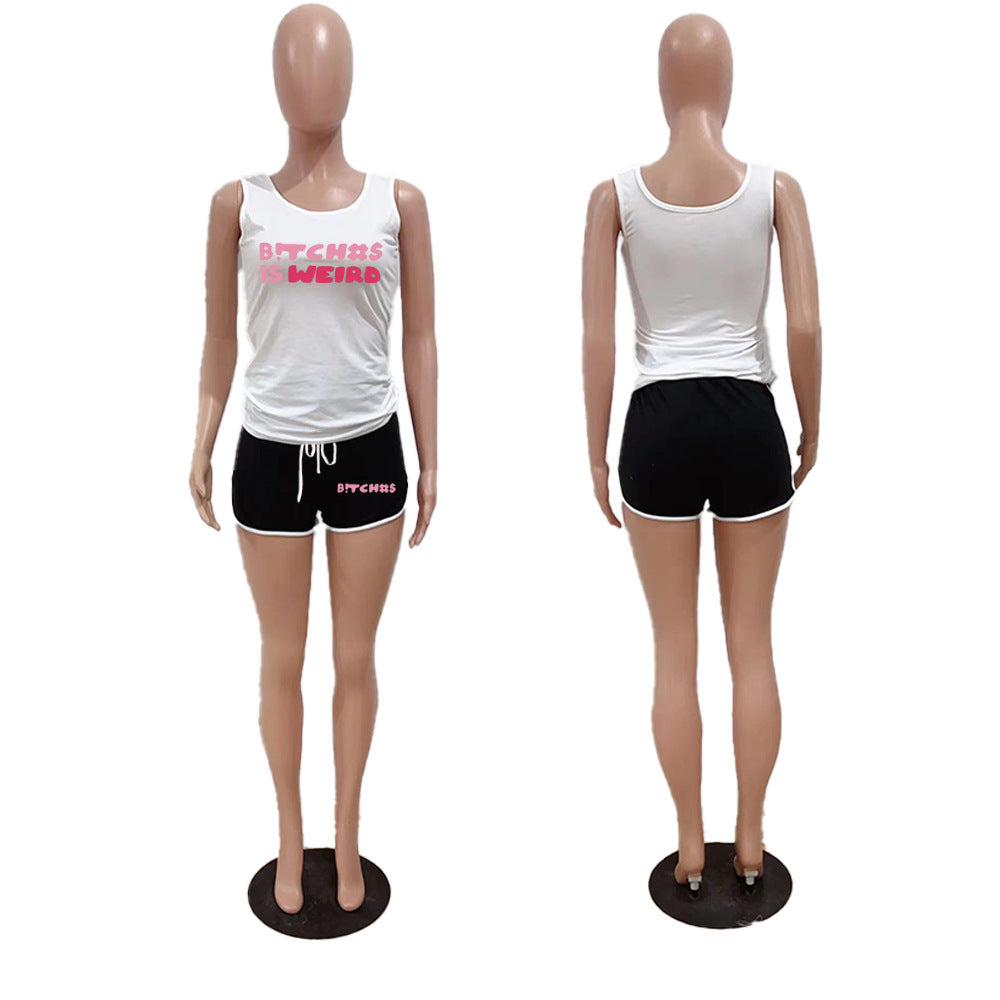 Women vest shorts sports yoga two piece set 37