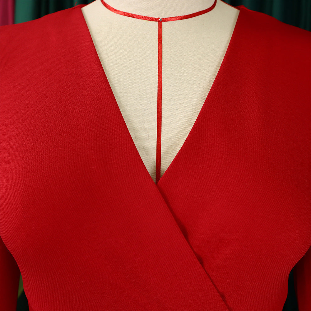 Women's V Neck Chic Bodycon OL Career Africa Plus Size Dress 15