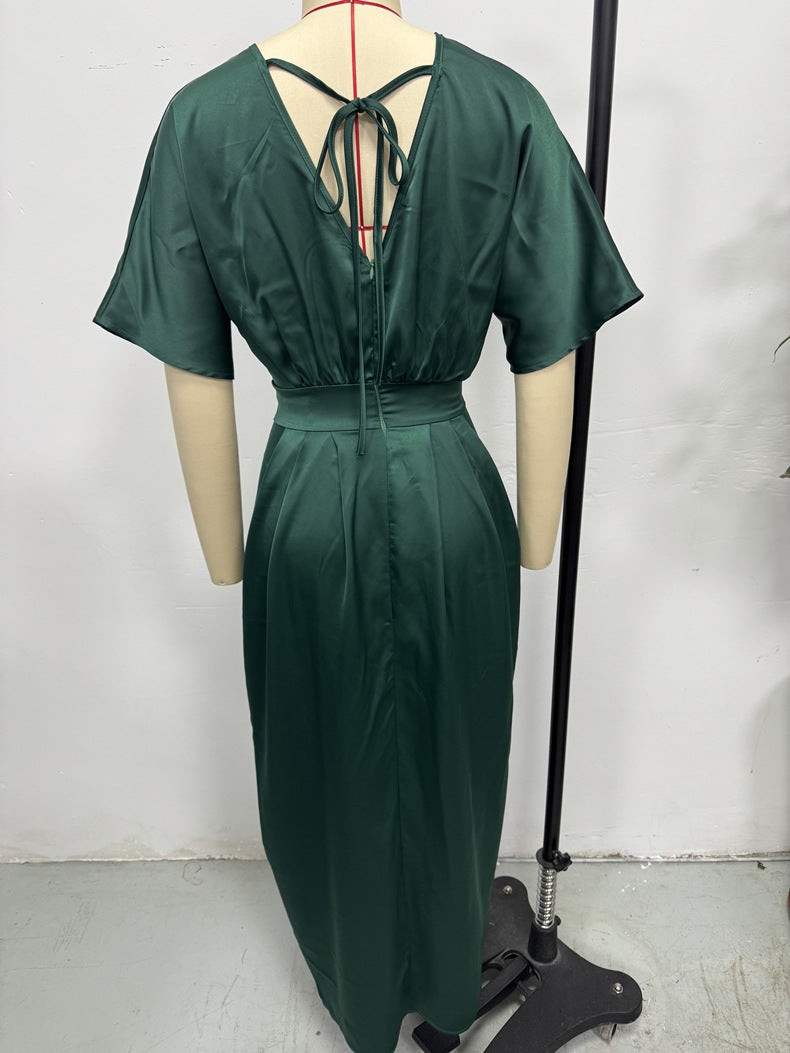 Women Satin Ball Maxi Dress 8