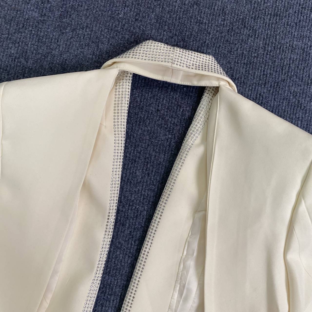 Fashion Low Back Beaded V-Neck Blazer Dress 12