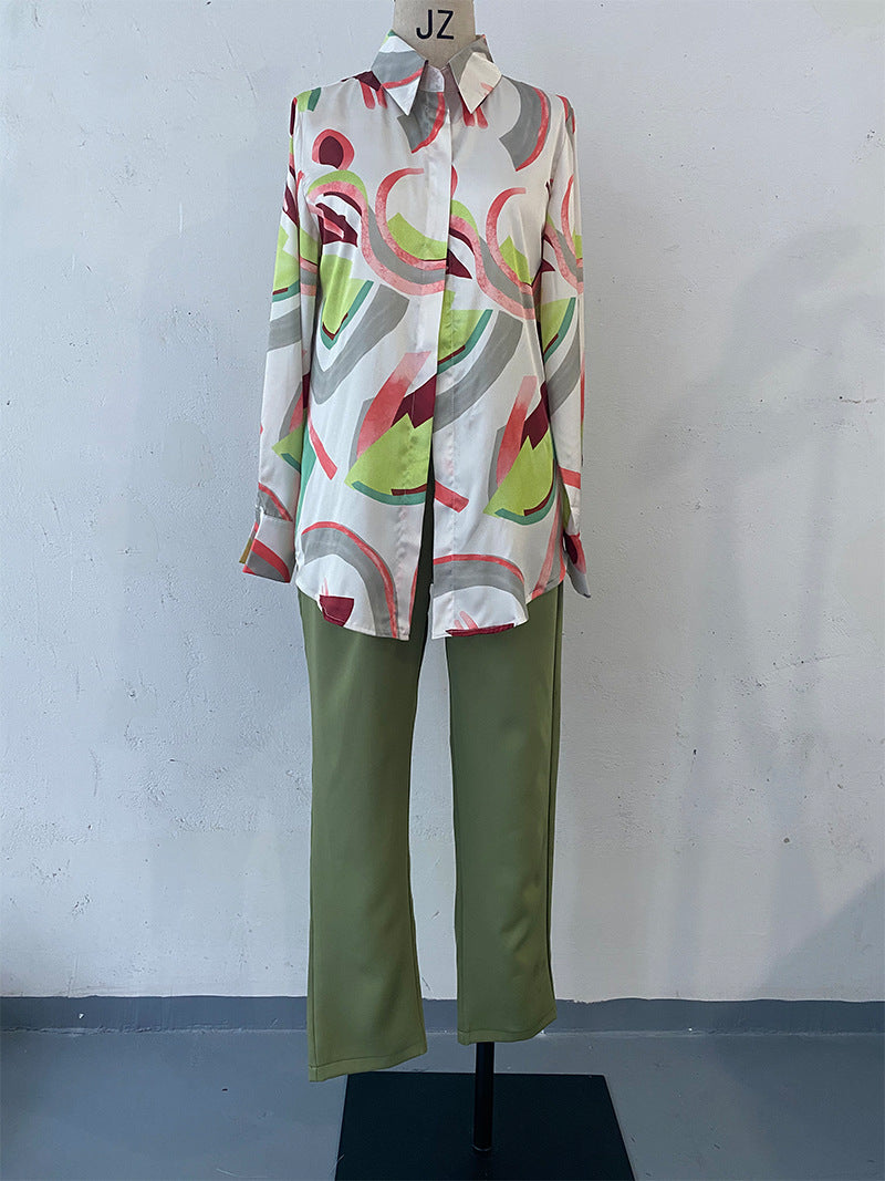 Women Summer Printed Top and Pants Two-Piece Set 8