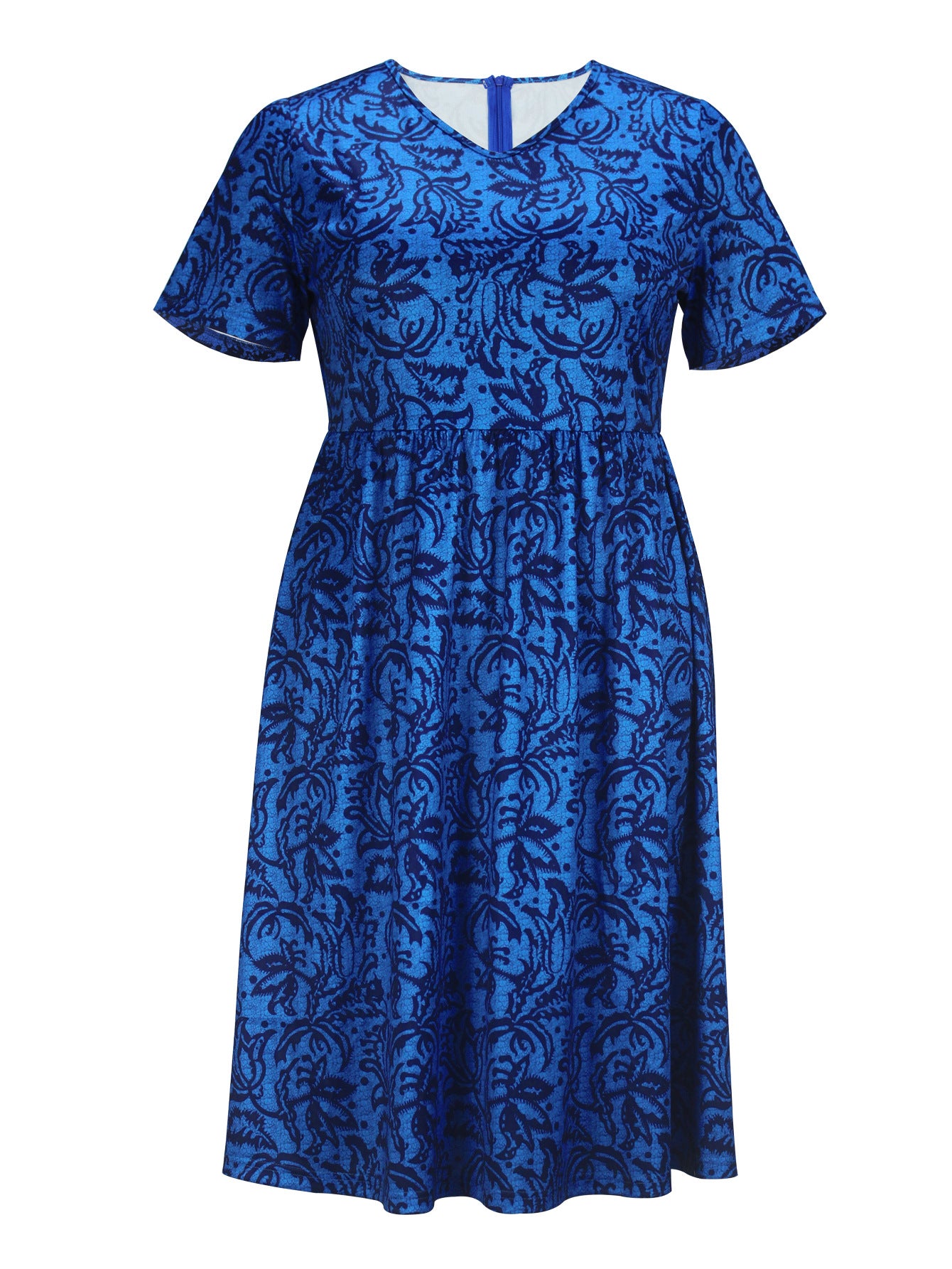 Plus Size Women Elegant V-neck Short Sleeve Maxi Dress 7