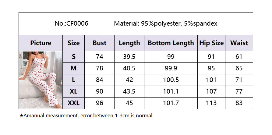 Sexy Pajamas Heart Printed Transparent Mesh Sleeveless Strap Tank Trousers Home Clothes 14