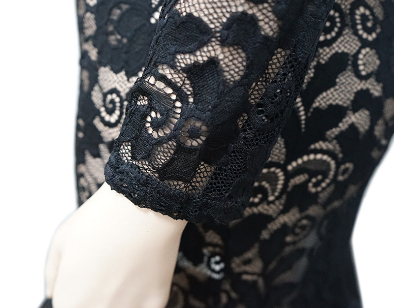 Plus Size Women See-Through Lace Bodycon Dress 19