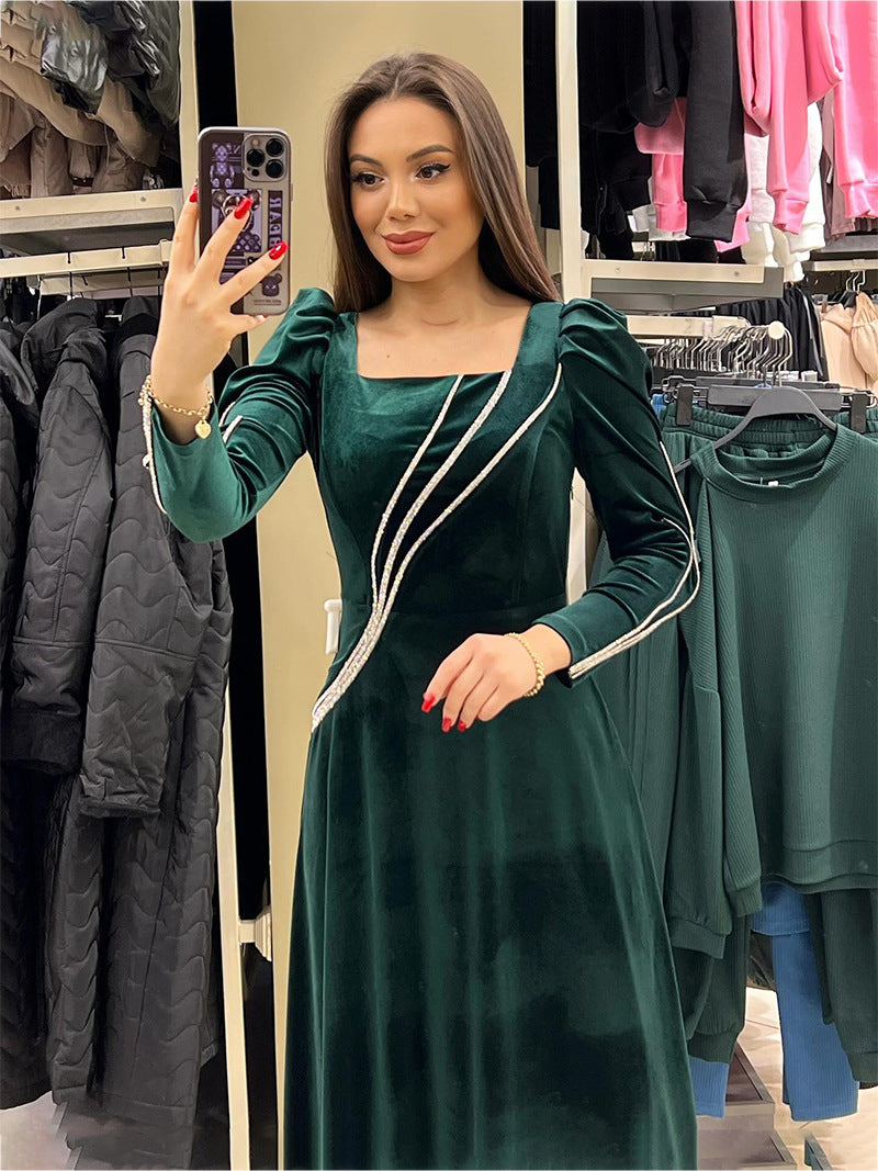 Women Fall Long Sleeve Beaded Dress 10