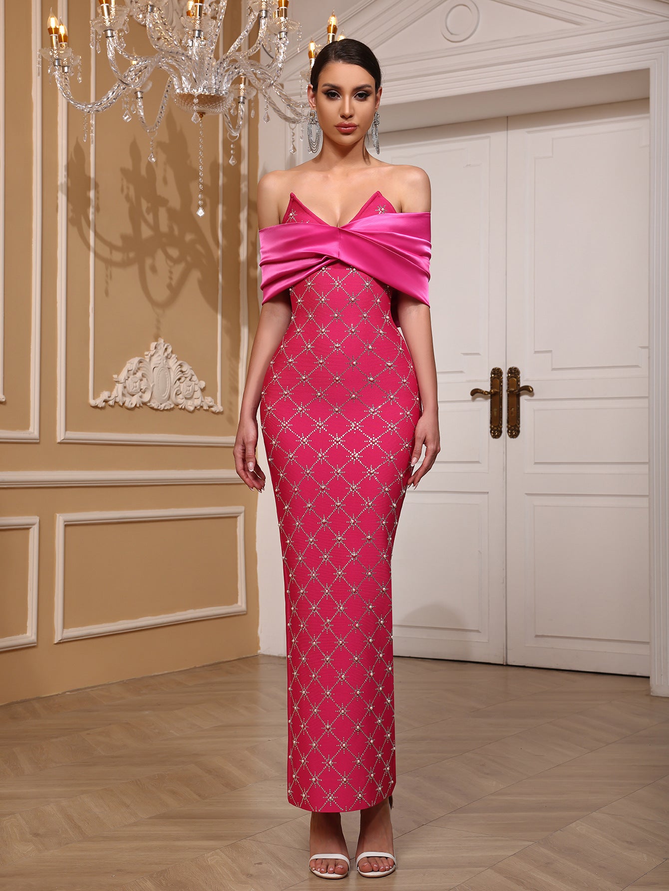 Formal Party bright color pure sexy bandage long dress