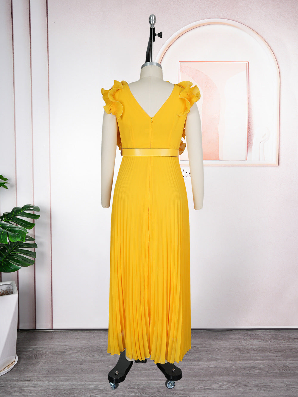 Women's African Plus Size Floral Sleeveless High Waist Pleated Gown Chic Dress 13