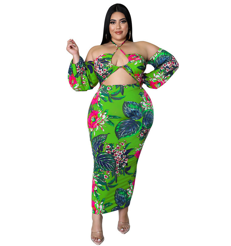 Plus Size Women summer suspender sexy strapless Cut Out Sexy dress 10