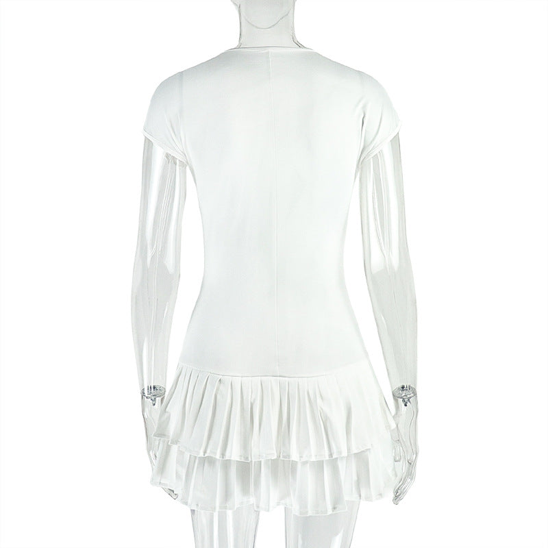 Solid Ruffle Cascading U-Neck Sleeveless Mini Dress 5