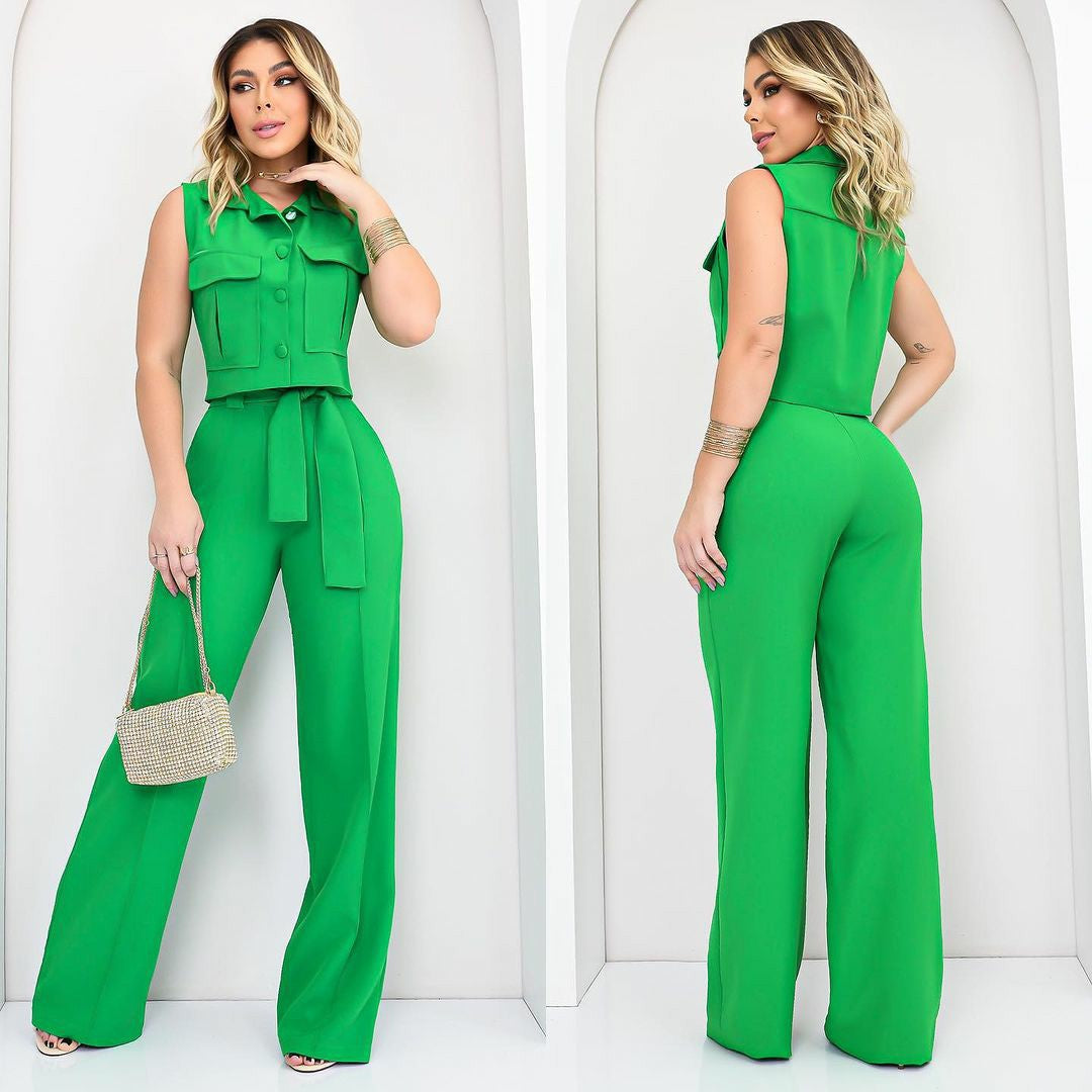 Fashion Casual Suit Women's Sleeveless Summer Shirt Trousers Women's Two-Piece Set