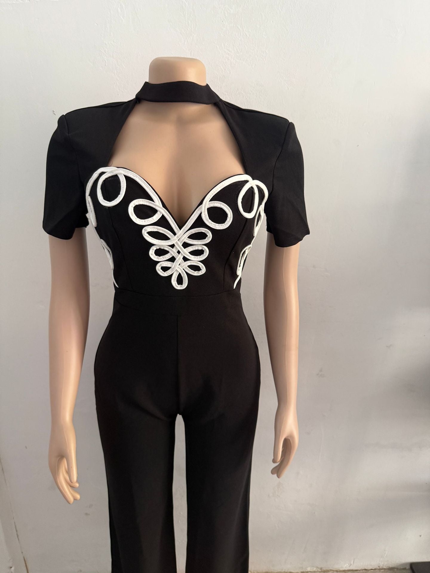 Women Elegant Patchwork Short-Sleeved Jumpsuit 10